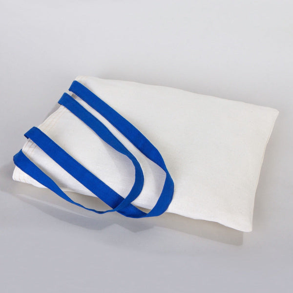 Cotton Tote Bag 14"x16" with Saks Blue Handles – Reusable Eco-Friendly Tote