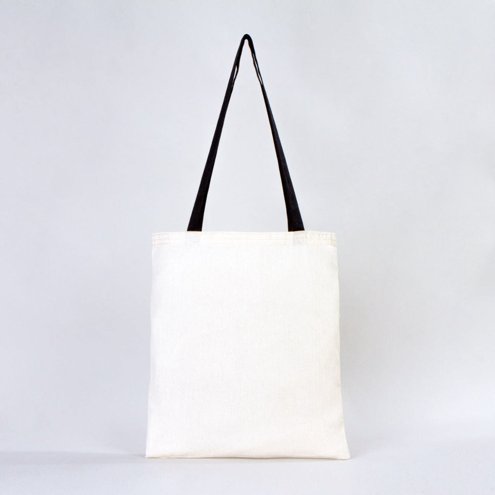 Cotton Tote Bag 14"x16" with Black Handles – Natural Raw Cotton Reusable Bag