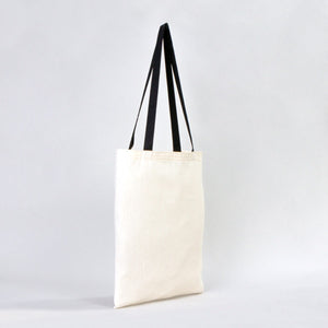 Cotton Tote Bag 14"x16" with Black Handles – Natural Raw Cotton Reusable Bag