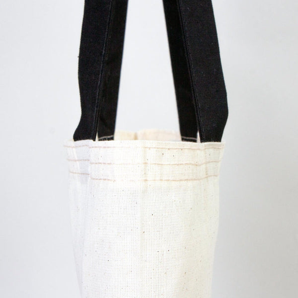 Cotton Tote Bag 14"x16" with Black Handles – Natural Raw Cotton Reusable Bag