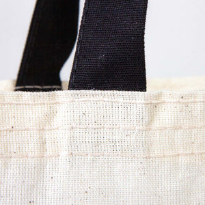 Cotton Tote Bag 14"x16" with Black Handles – Natural Raw Cotton Reusable Bag