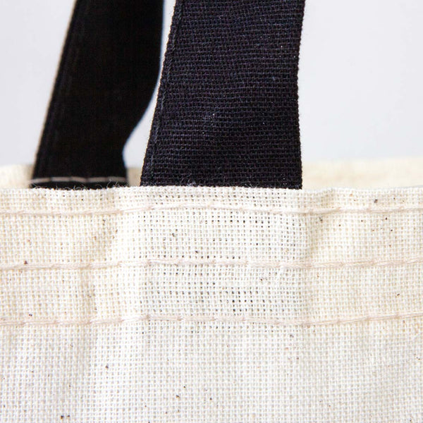 Cotton Tote Bag 14"x16" with Black Handles – Natural Raw Cotton Reusable Bag