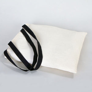 Cotton Tote Bag 14"x16" with Black Handles – Natural Raw Cotton Reusable Bag