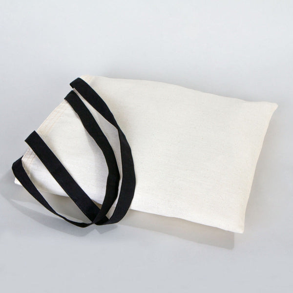 Cotton Tote Bag 14"x16" with Black Handles – Natural Raw Cotton Reusable Bag