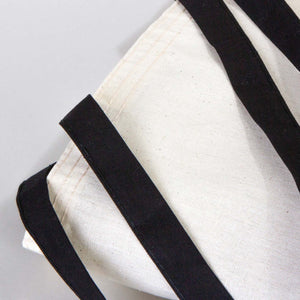 Cotton Tote Bag 14"x16" with Black Handles – Natural Raw Cotton Reusable Bag