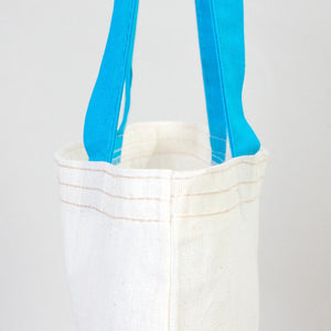 Cotton Tote Bag with Turquoise Handles – 14x16 in Reusable Plain Cotton Bag