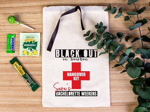 Hangover bags with Black Ribbon 2 different Sizes, Wedding Recovery Kit Hen Party Bachelorette Birthday Party - Pamusan.com