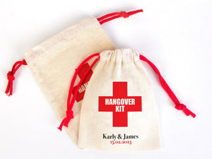 Hangover Kit Bags - 4"W x 5"H (10 cm x 13 cm) Party Recovery Kit Bags - Custom Hangover Bags - Custom With Your name or Design, Bachelorette Party - Pamusan.com