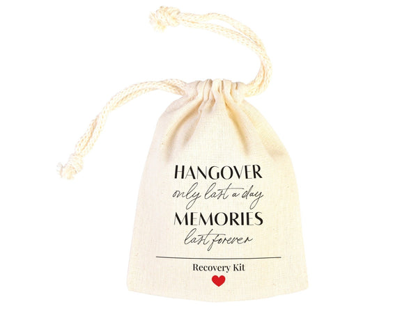 Hangover Only Last A Day, Memories Last Forever Bags - Hangover Kit Bags - Wedding Recovery Kit - Hen Party - Bachelorette Birthday Party - Pamusan.com