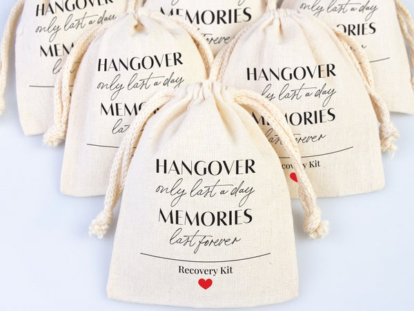Hangover Only Last A Day, Memories Last Forever Bags - Hangover Kit Bags - Wedding Recovery Kit - Hen Party - Bachelorette Birthday Party - Pamusan.com