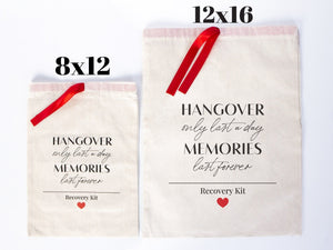 Hangover Only Last A Day Memories Last Forever Bags, Red Ribbon bags, Wedding Recovery Kit Hen Party Bachelorette Birthday Party - Pamusan.com