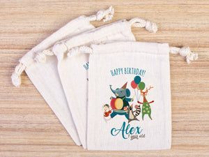 Happy 1st Birthday Favour Bags, Custom Party Bags for first birthday, Personalized Favor Bags - Custom Goodie Bags - Happy Animals For Kids - Pamusan.com