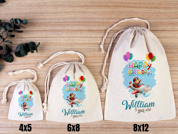 Happy Birthday Favour Bags, Custom Party Bags for first birthday, Personalized Bags - Custom Goodie Bags - Happy Animals For Kids - Pamusan.com