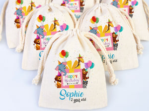 Personalized Animal Party Bags for 1st Birthday - Happy Animals Goodie Bags - Pamusan.com