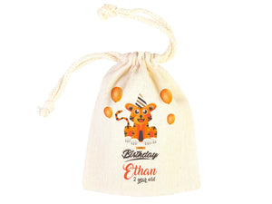 Happy Birthday Tiger Design, Custom Name Bags, Custom Party Bags for first birthday, Personalized Bags