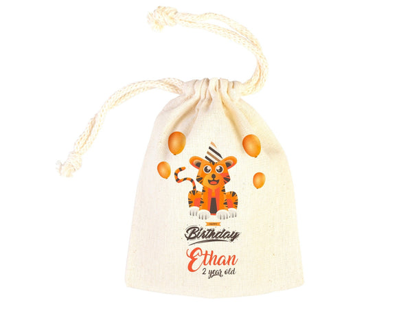 Happy Birthday Tiger Design, Custom Name Bags, Custom Party Bags for first birthday, Personalized Bags