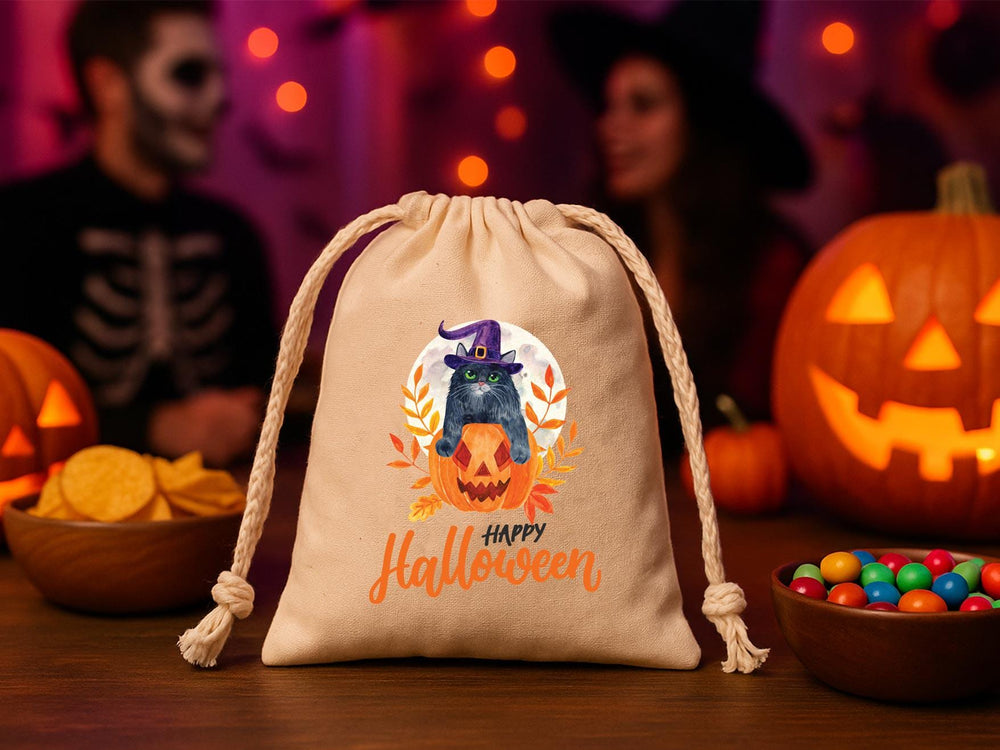 Happy Halloween Candy Bag – Reusable Canvas Party Favor Bag - Pamusan.com