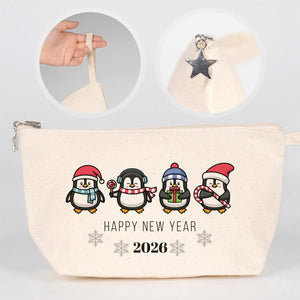 Happy New Year Canvas Clutch Bag – Cute Penguin Holiday Design 2026 - Pamusan.com