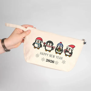 Happy New Year Canvas Clutch Bag – Cute Penguin Holiday Design 2026 - Pamusan.com