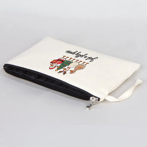 Happy New Year Clutch Bag – Festive Dog Design Zippered Canvas Pouch - Pamusan.com