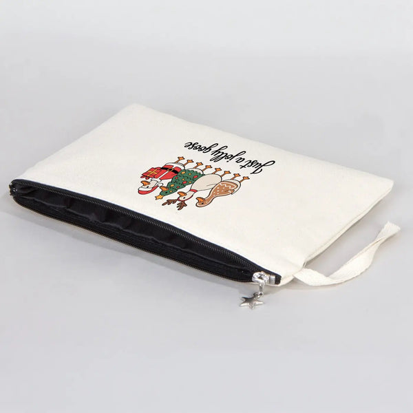 Happy New Year Clutch Bag – Festive Dog Design Zippered Canvas Pouch - Pamusan.com