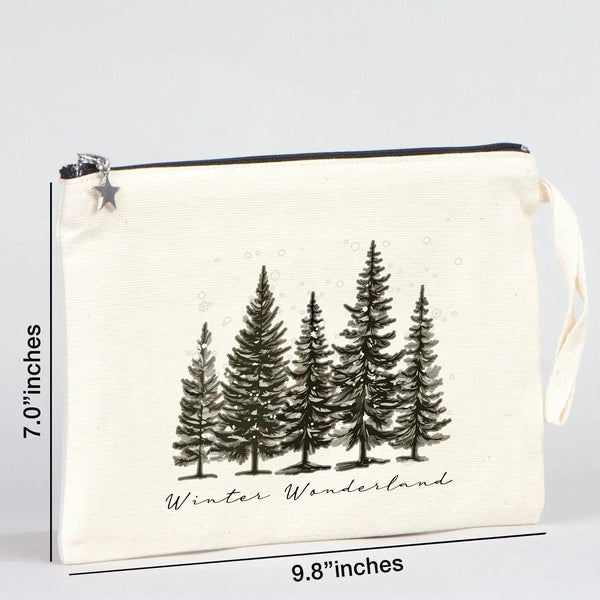 Happy New Year Clutch Bag – Festive Dog Design Zippered Canvas Pouch - Pamusan.com