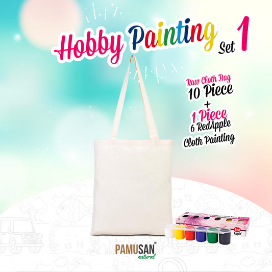 Hobby Cotton Tote Bag 14" W x 16" H (35 cm x 40 cm) Painting Set - 1