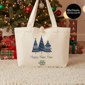 Holiday Large Canvas Tote Bag – 18"W x 14"H x 4"L (45x35x10) Customizable Christmas Gift Bag - Pamusan.com