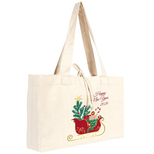 Holiday Large Canvas Tote Bag – 18"W x 14"H x 4"L (45x35x10) Customizable Christmas Gift Bag - Pamusan.com