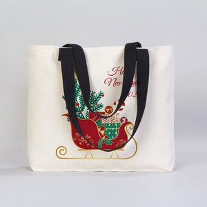 Holiday Logo Canvas Tote Bag – Custom Christmas Tote 18"x14"x3" (45 x 35 x 8 cm) - Pamusan.com
