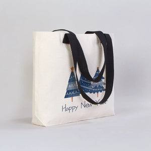 Holiday Logo Canvas Tote Bag – Custom Christmas Tote 18"x14"x3" (45 x 35 x 8 cm) - Pamusan.com