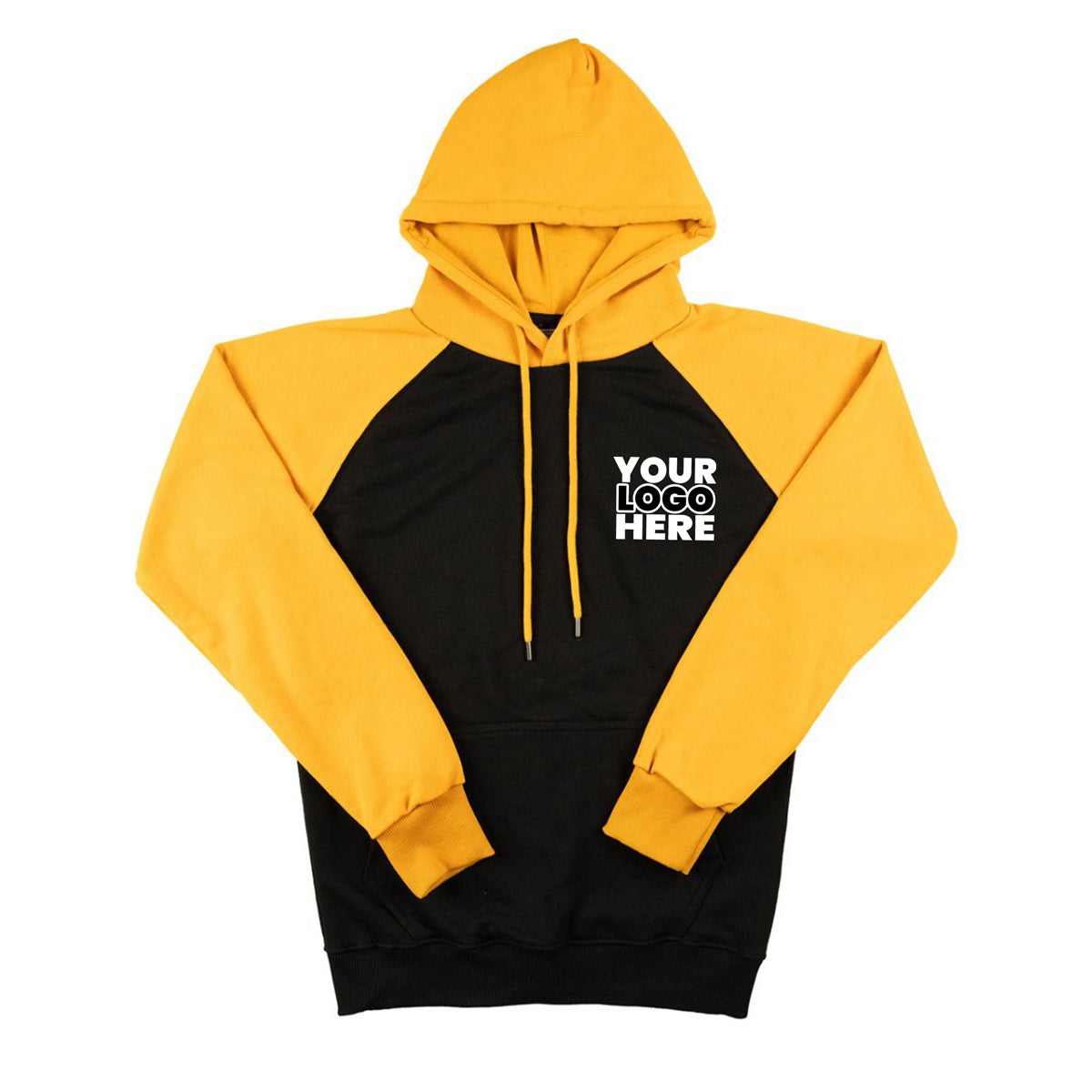 Printed Reglan Arm Hoodie Sweatshirt Mustard - 3 Thread Non-Conditioner