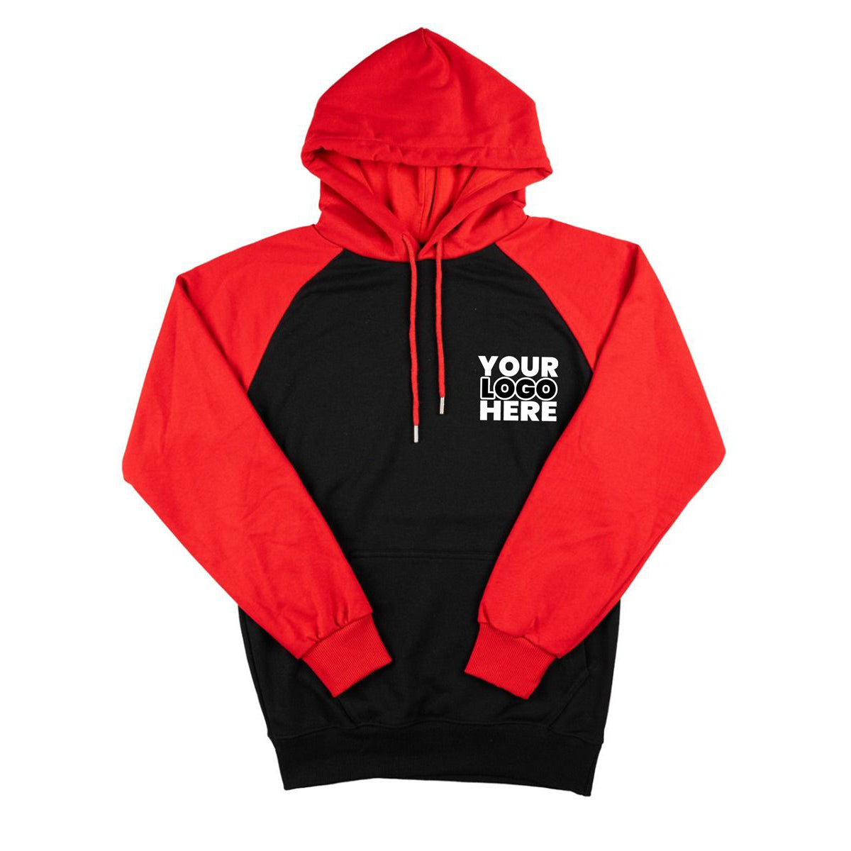 Printed Reglan Arm Hoodie Sweatshirt Red- 3 Thread Non-Conditioner