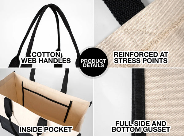 Versatile tote bag used at office, market, beach and travel – multipurpose canvas bag