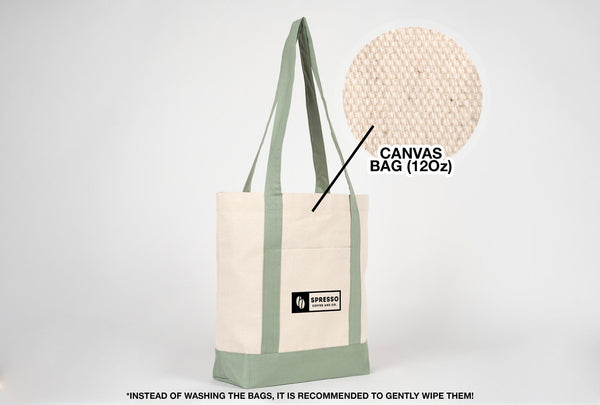 Large Trend Canvas Shopping Bag with Mint Handle, 16"W x 14"H x 5"L, Large Tote Bag 12 Oz, Personalized
