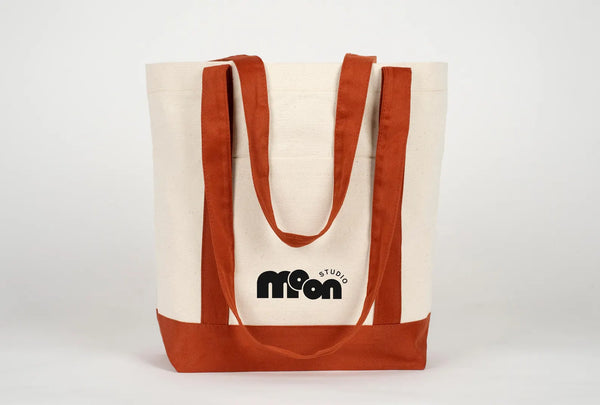 Large Trend Canvas Shopping Bag with Brown Handle, 16"W x 14"H x 5"L, Large Tote Bag 12 Oz, Personalized