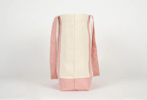 Large Trend Canvas Shopping Bag with Pink Handle, 16"W x 14"H x 5"L, Large Tote Bag 12 Oz, Personalized