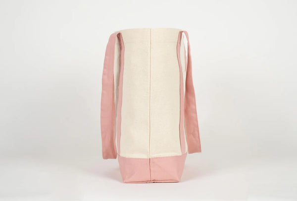 Large Trend Canvas Shopping Bag with Pink Handle, 16"W x 14"H x 5"L, Large Tote Bag 12 Oz, Personalized