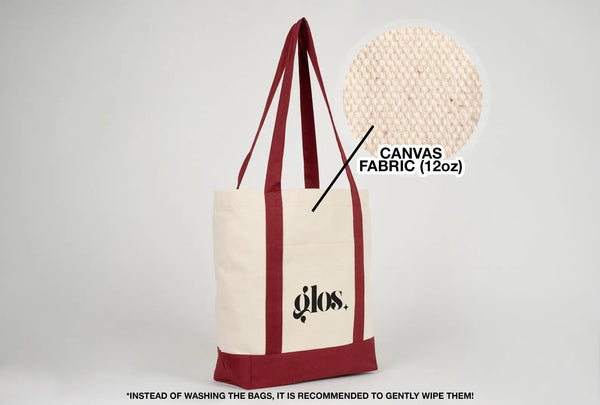 Large Canvas Tote Bag with Burgundy Handles – Sustainable & Heavy Duty Canvas Bag