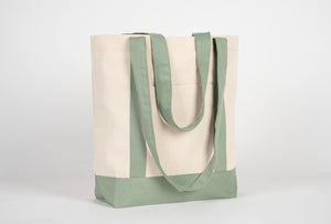 Large Trend Canvas Shopping Bag with Mint Handle, 16"W x 14"H x 5"L, Large Tote Bag 12 Oz, Personalized