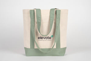 Large Trend Canvas Shopping Bag with Mint Handle, 16"W x 14"H x 5"L, Large Tote Bag 12 Oz, Personalized