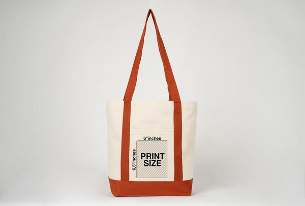 Large Trend Canvas Shopping Bag with Brown Handle, 16"W x 14"H x 5"L, Large Tote Bag 12 Oz, Personalized