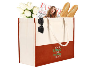 Oversized cotton tote bag for daily shopping and beach