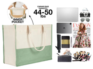 Mint green custom canvas tote bag ideal for weddings, bridal showers, and bachelorette party gift bags – with sturdy cotton material and elegant design