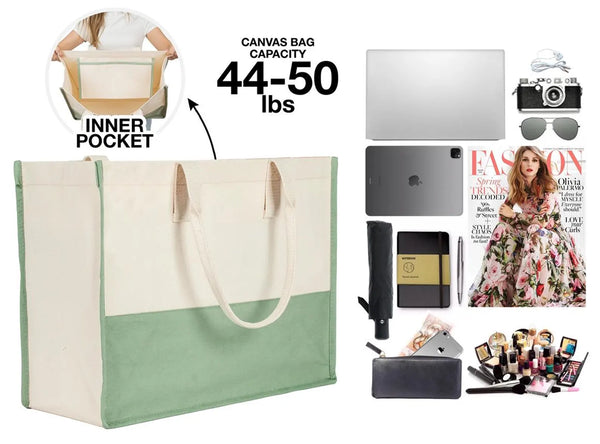 Mint green custom canvas tote bag ideal for weddings, bridal showers, and bachelorette party gift bags – with sturdy cotton material and elegant design
