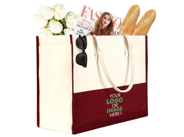 Personalized Beach Tote Bag with Black Handles – Large Size