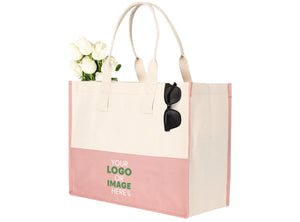 Eco-friendly cotton tote bag with pocket – pink color