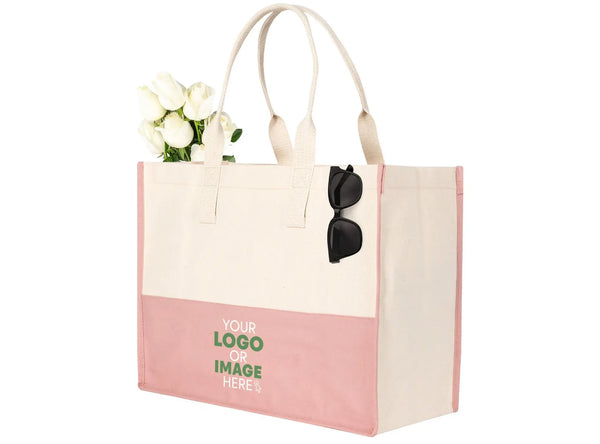Eco-friendly cotton tote bag with pocket – pink color