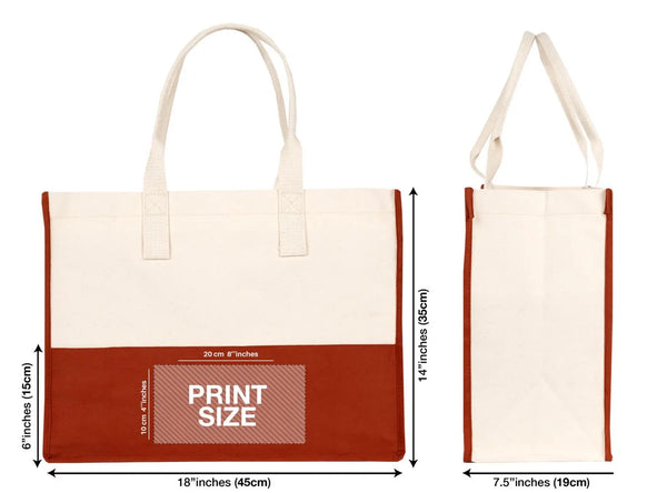 Custom printed cotton tote with wide opening and inner pocket