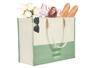 Eco-friendly custom canvas shopping bag in mint color – large and reusable

